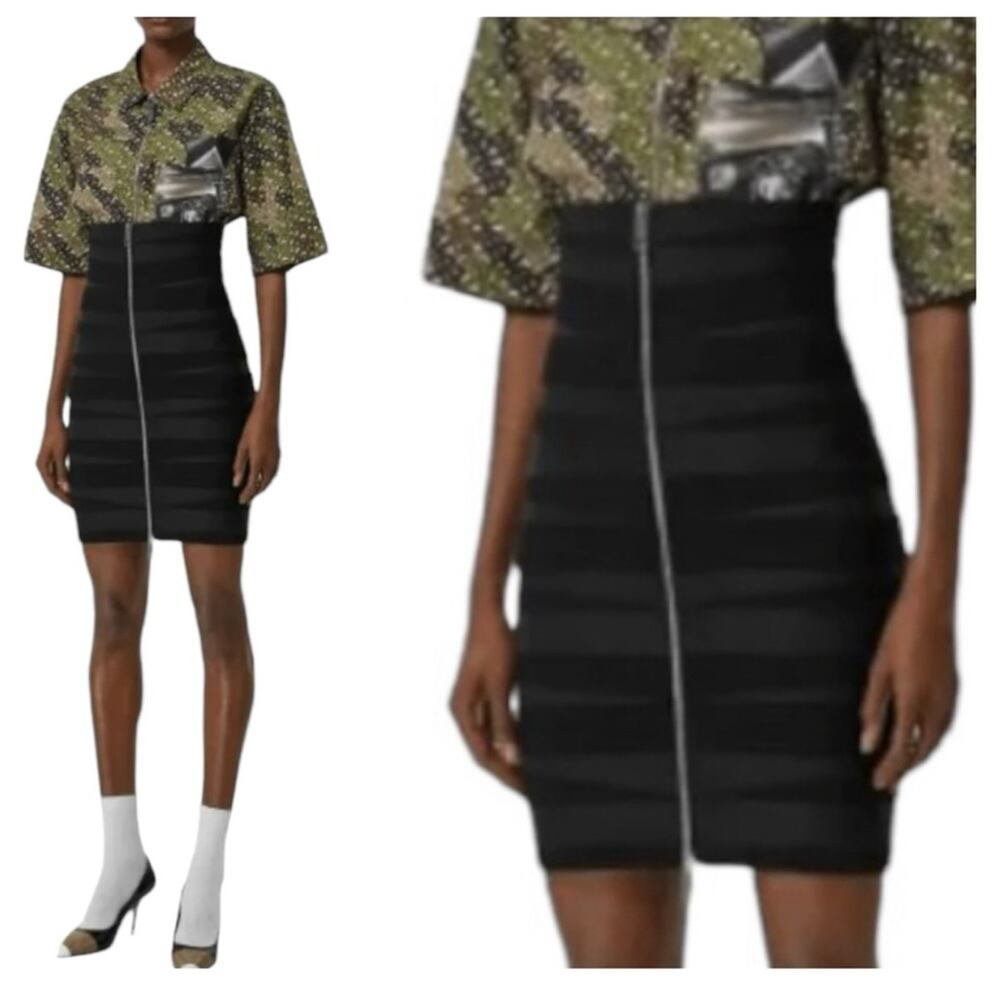 Burberry Bandage Mini Skirt with Double Exposed Zipper in Black Size 4 NEW